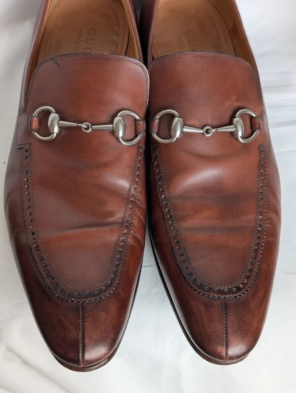 Gucci Brown Ombre Leather Horsebit Loafers Men's Size 10 Slip On Made in Italy